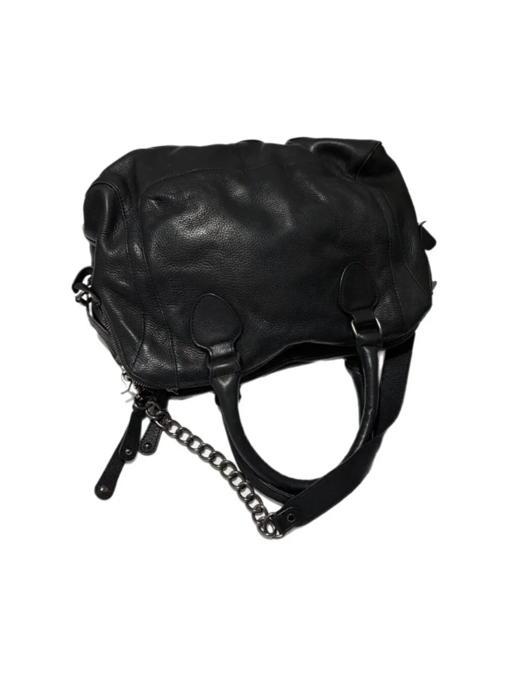 Audrey Brooke Bag Black Genuine Leather Satchel Purse Moto Rocker Grunge Gothic